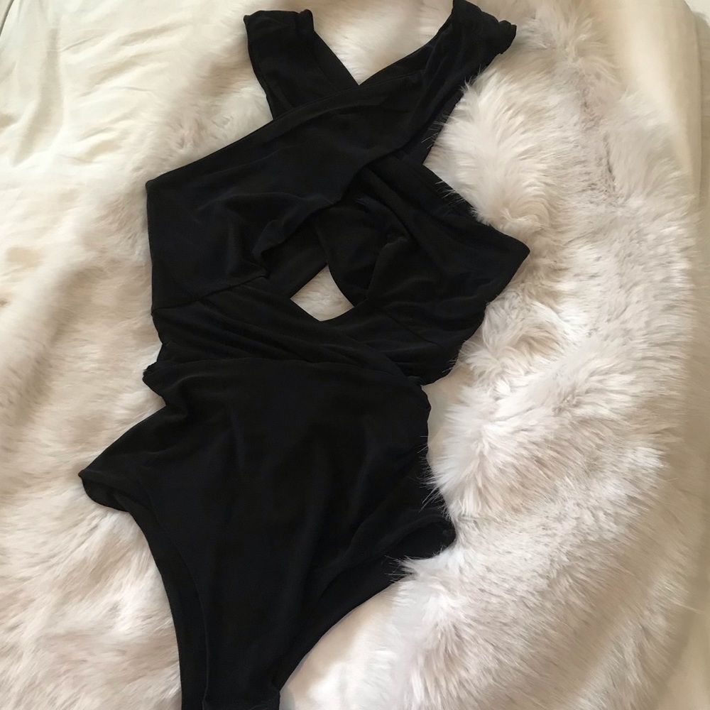 PLT Black criss cross Bodysuit